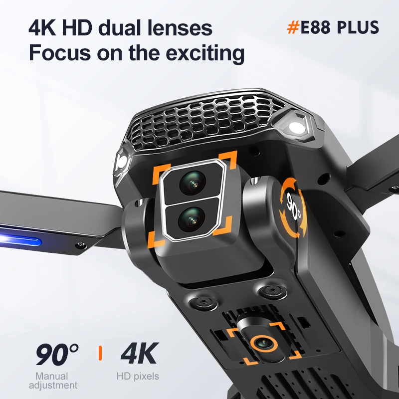 새로운 E88 Plus 쿼드콥터 드론: 90 °   전 - Drone Battery Box 리뷰 및 가격