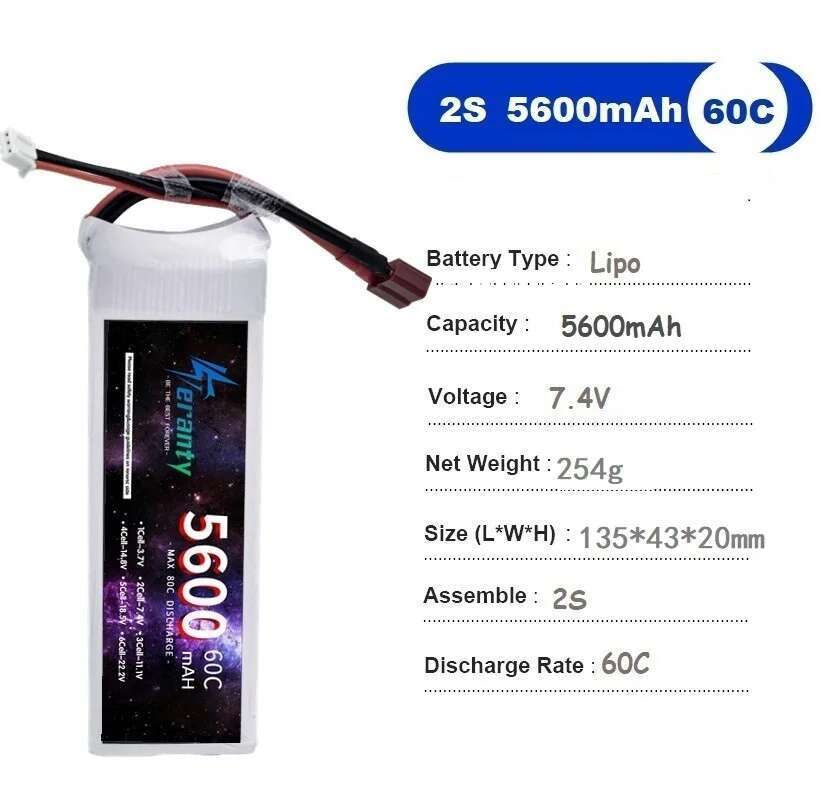 TERANTY 5600mAh 60C 2S 3S 4S 6 - Drone Battery 6S 리뷰 및 가격